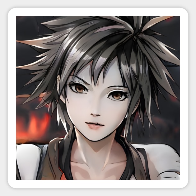 Black Hair Emo Anime Girl Sticker by animegirlnft